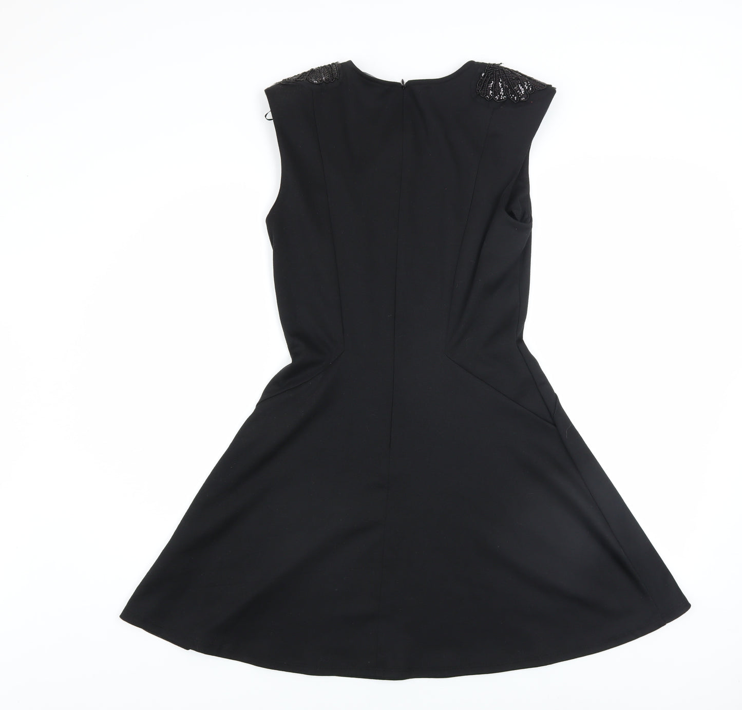 Forever 21 Women's Black Beaded Fit & Flare Sleeveless Knee Length Dress M