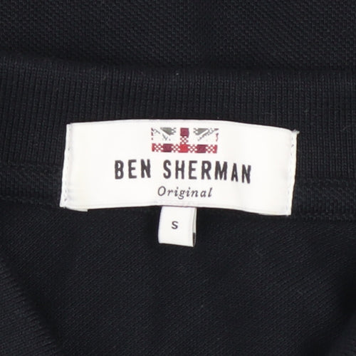 Ben Sherman Men's Black Cotton Polo Shirt Size S Short Sleeve