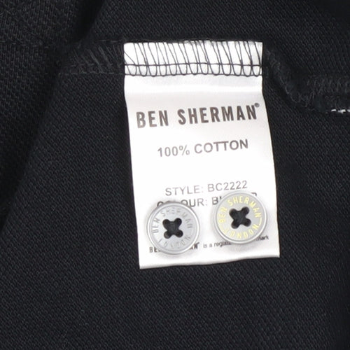 Ben Sherman Men's Black Cotton Polo Shirt Size S Short Sleeve