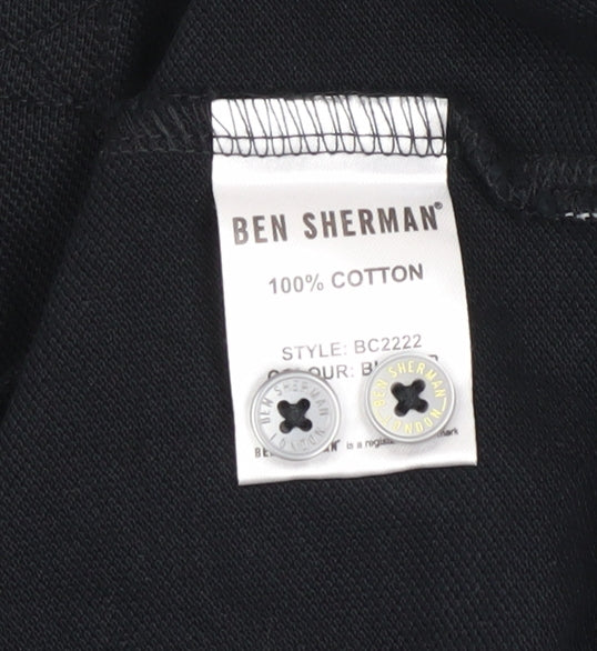 Ben Sherman Men's Black Cotton Polo Shirt Size S Short Sleeve