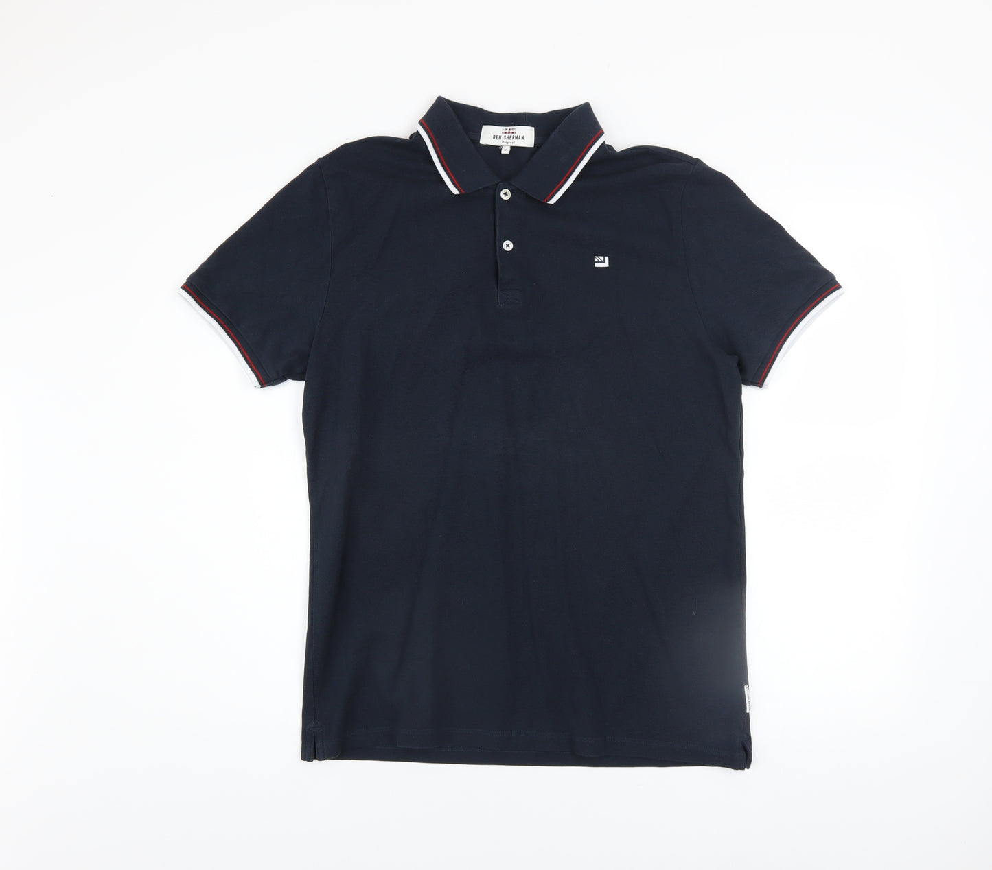 Ben Sherman Men's Blue Cotton Short Sleeve Polo Shirt M