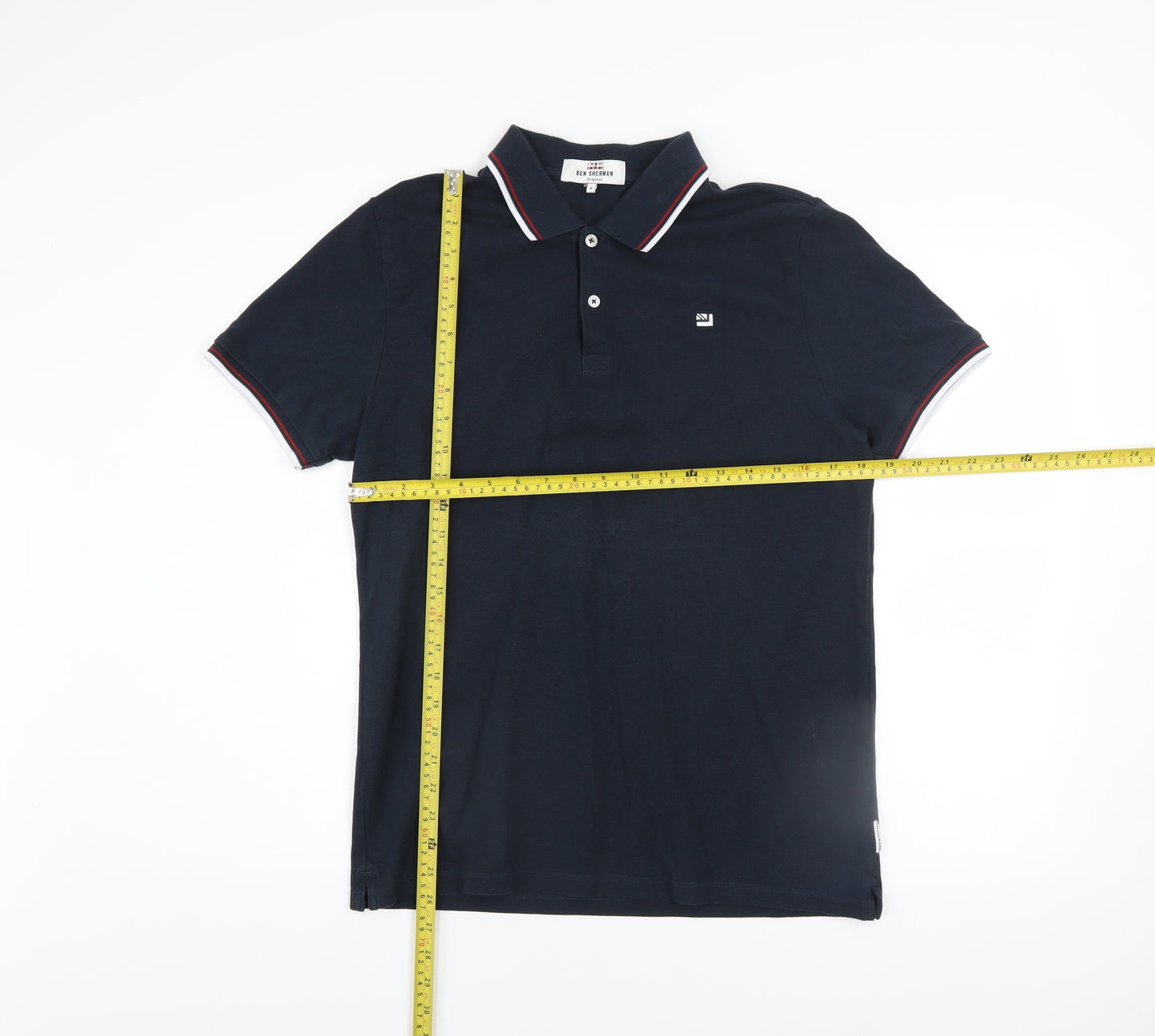 Ben Sherman Men's Blue Cotton Short Sleeve Polo Shirt M