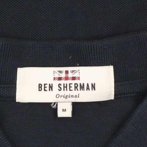 Ben Sherman Men's Blue Cotton Short Sleeve Polo Shirt M