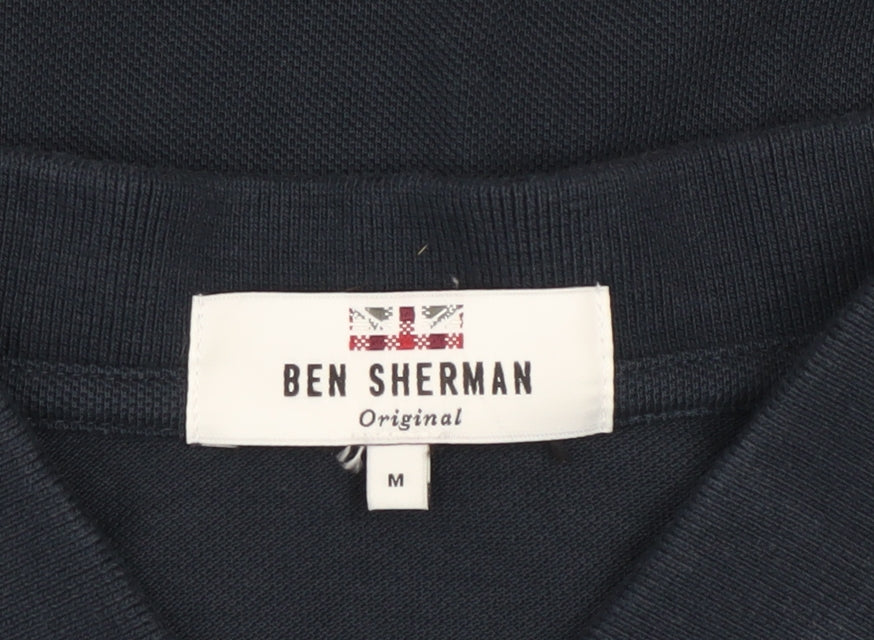 Ben Sherman Men's Blue Cotton Short Sleeve Polo Shirt M