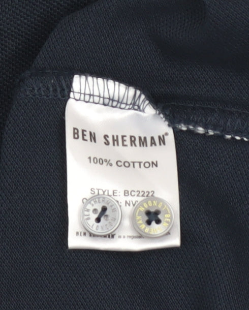 Ben Sherman Men's Blue Cotton Short Sleeve Polo Shirt M