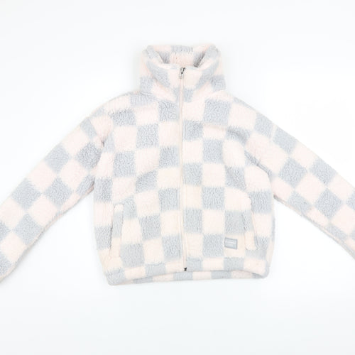 Abercrombie Kids Girls Multicoloured Check Fleece Zip Jacket 11-12 Years