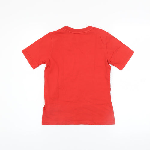 Adidas Boys Red 6-7 Years Short Sleeve Cotton Logo Sports T-Shirt