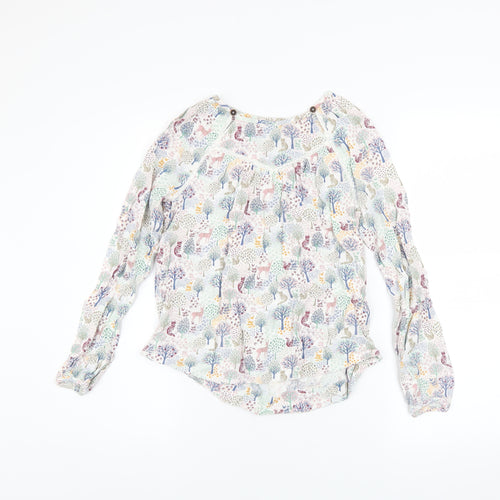 FatFace Girls Multicoloured Woodland Animal Print Long Sleeve Blouse 12-13 Years