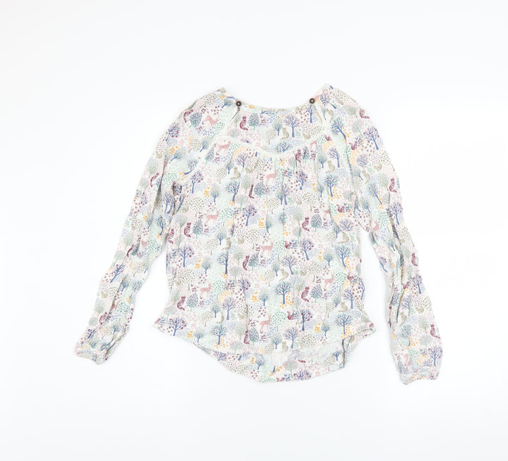 FatFace Girls Multicoloured Woodland Animal Print Long Sleeve Blouse 12-13 Years