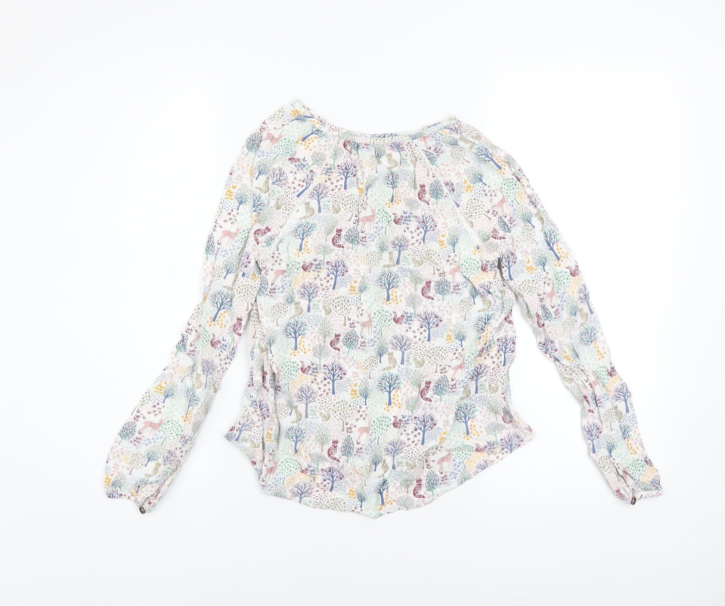 FatFace Girls Multicoloured Woodland Animal Print Long Sleeve Blouse 12-13 Years