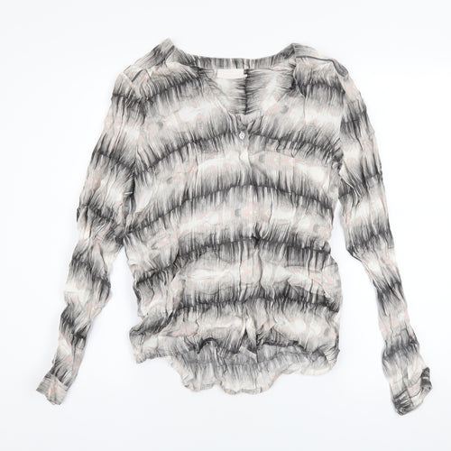 Kaffe Womens Multicoloured Long Sleeve V-Neck Adele Blouse Size 6