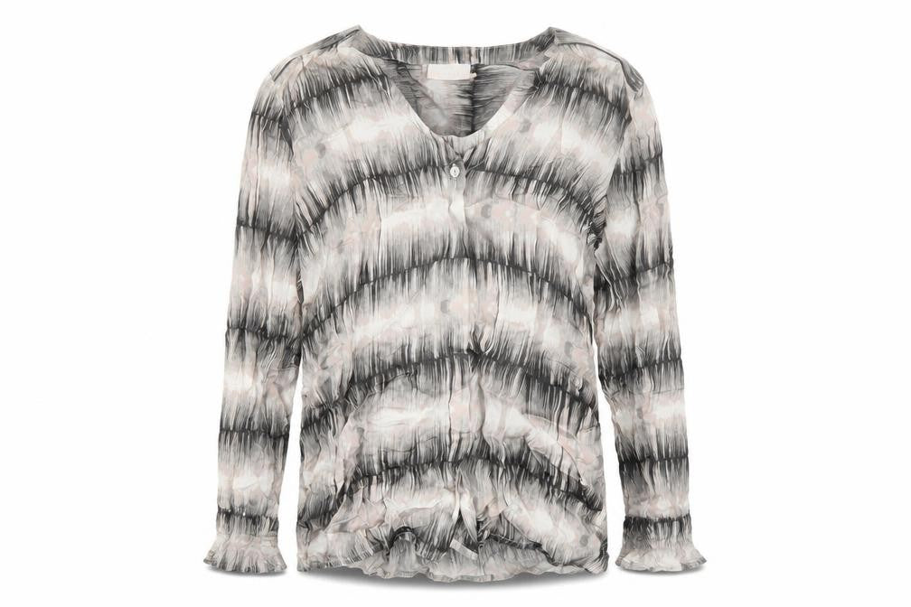 Front view of Kaffe women’s multicoloured long sleeve v-neck adele blouse, size UK 6