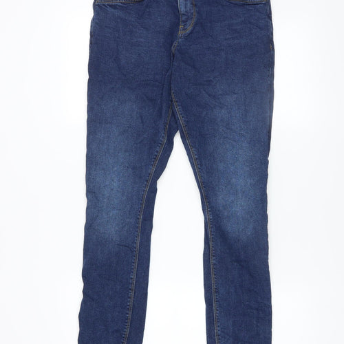 Easy Men's Blue Super Skinny Jeans 32L Denim Stretch Mid Rise