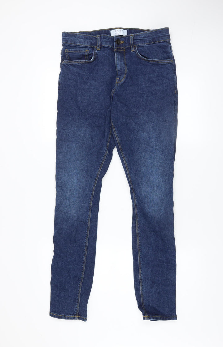 Easy Men's Blue Super Skinny Jeans 32L Denim Stretch Mid Rise