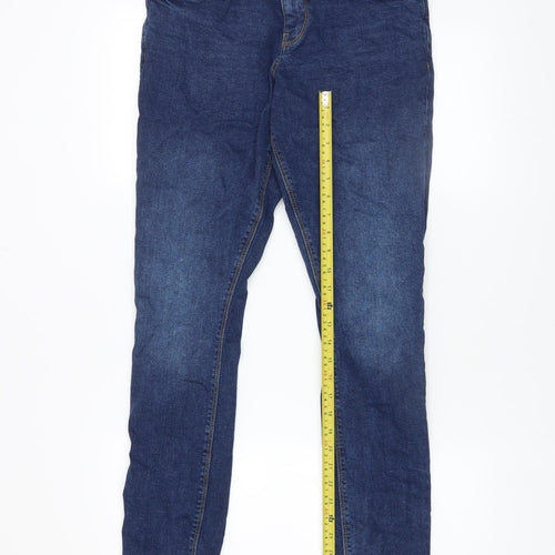 Easy Men's Blue Super Skinny Jeans 32L Denim Stretch Mid Rise