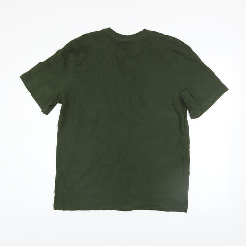 Jack & Jones Men's Green Regular Fit Cotton Crew Neck T-Shirt L