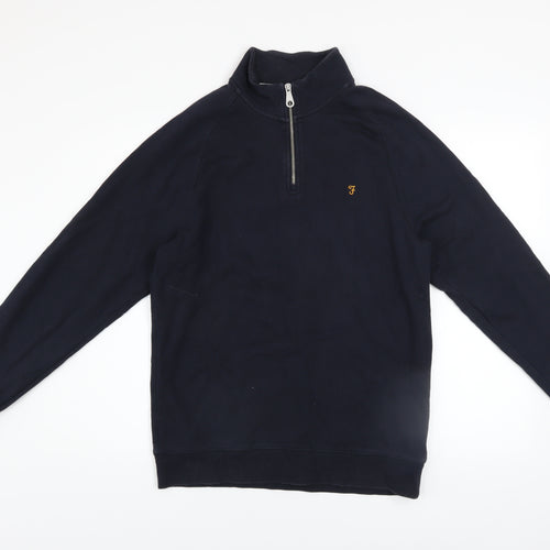 Farah Men’s Blue 1/4 Zip Cotton Sweatshirt Size L