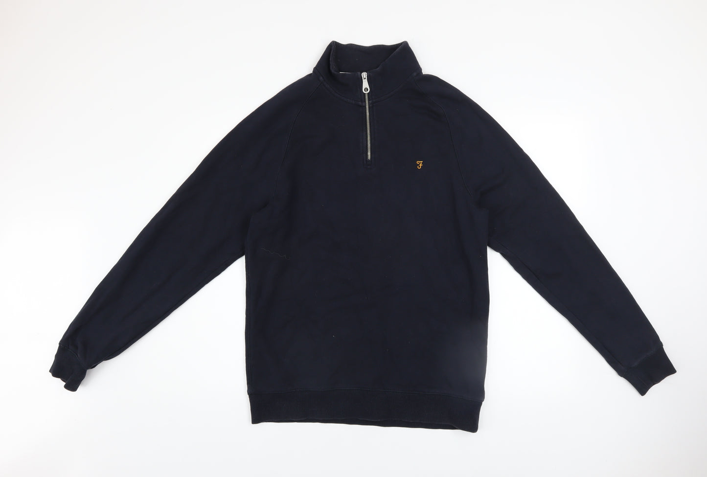 Farah Men’s Blue 1/4 Zip Cotton Sweatshirt Size L