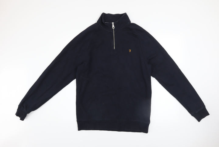 Farah Men’s Blue 1/4 Zip Cotton Sweatshirt Size L