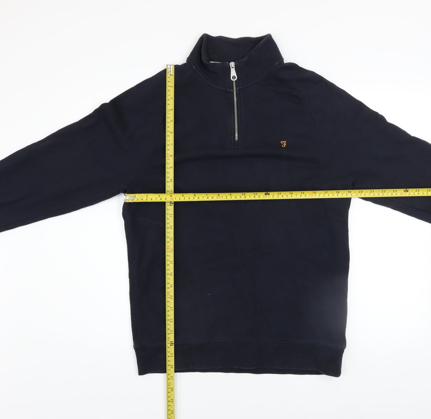 Farah Men’s Blue 1/4 Zip Cotton Sweatshirt Size L