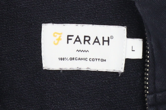 Farah Men’s Blue 1/4 Zip Cotton Sweatshirt Size L