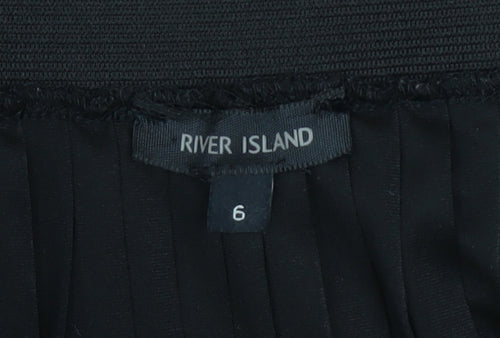 River Island Womens Black Pleated Lace Midi Skirt Size 6