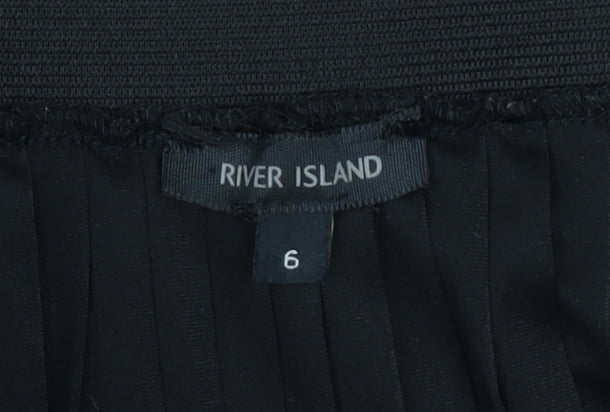 River Island Womens Black Pleated Lace Midi Skirt Size 6