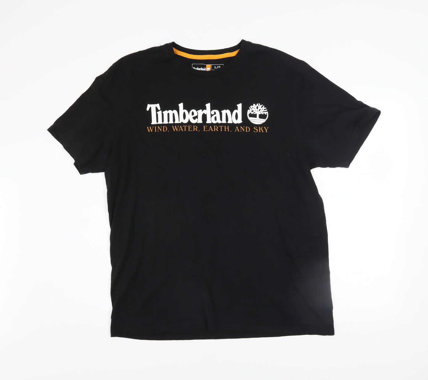 Timberland Men’s Black Cotton Logo T-Shirt L Regular Fit