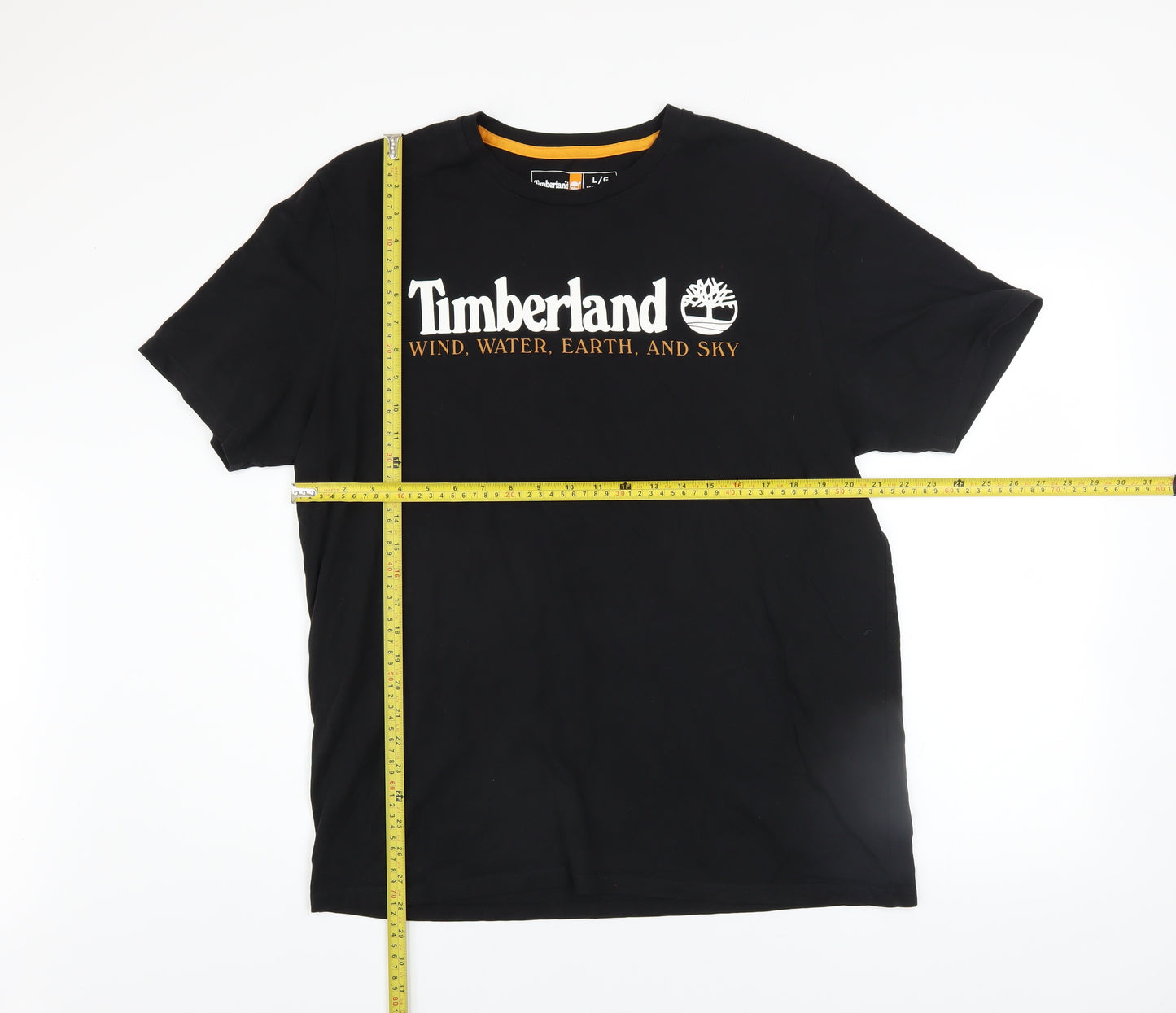 Timberland Men’s Black Cotton Logo T-Shirt L Regular Fit