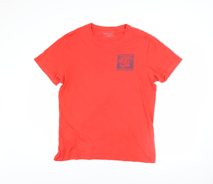 Craghoppers Mens Red Graphic Print Cotton Short Sleeve T-Shirt M