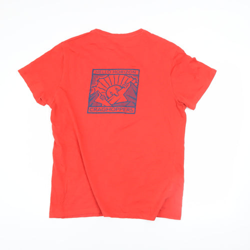 Craghoppers Mens Red Graphic Print Cotton Short Sleeve T-Shirt M