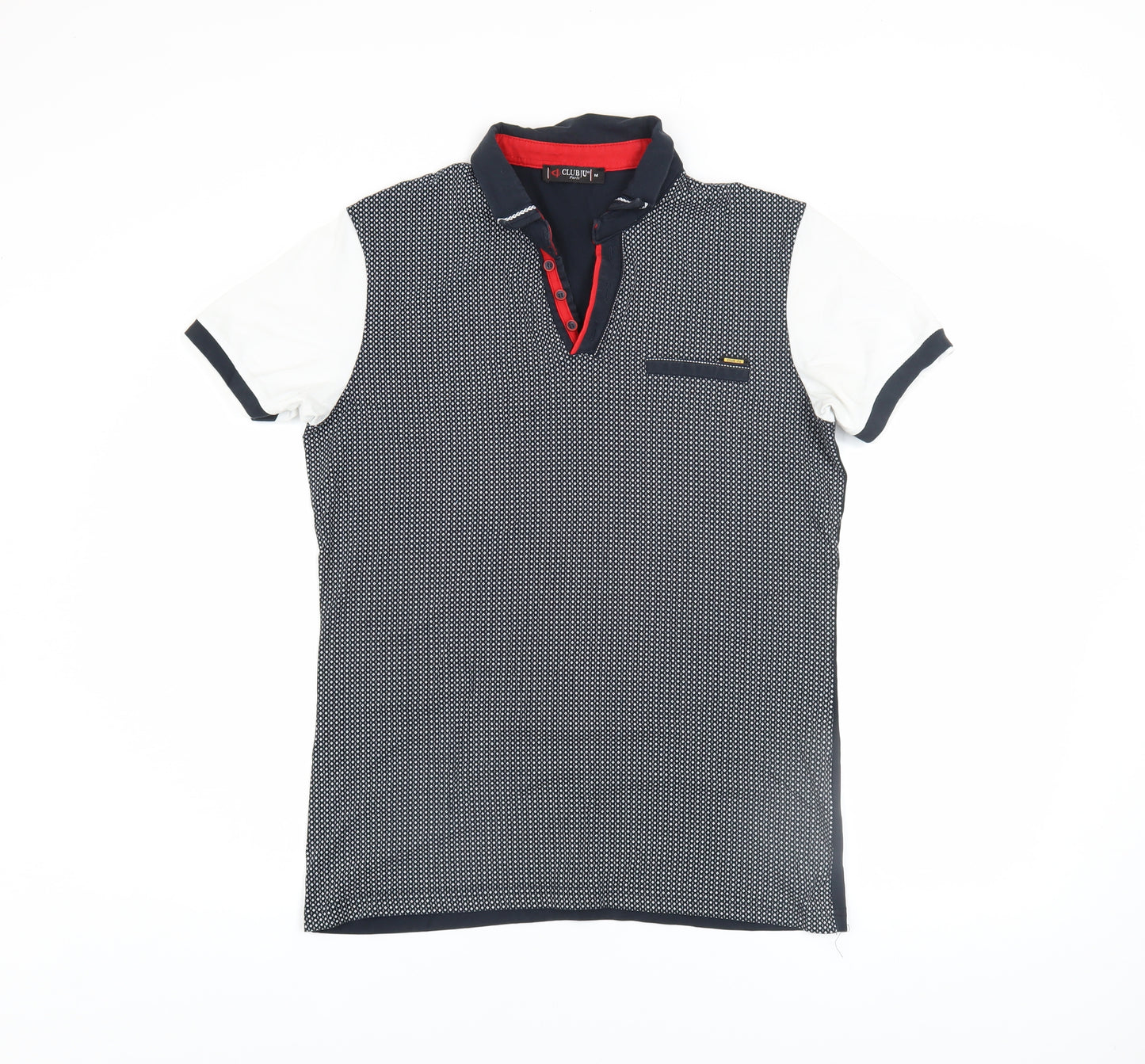 Club JU Paris Men's Blue Short Sleeve Polo Shirt Size M Slim Fit Cotton