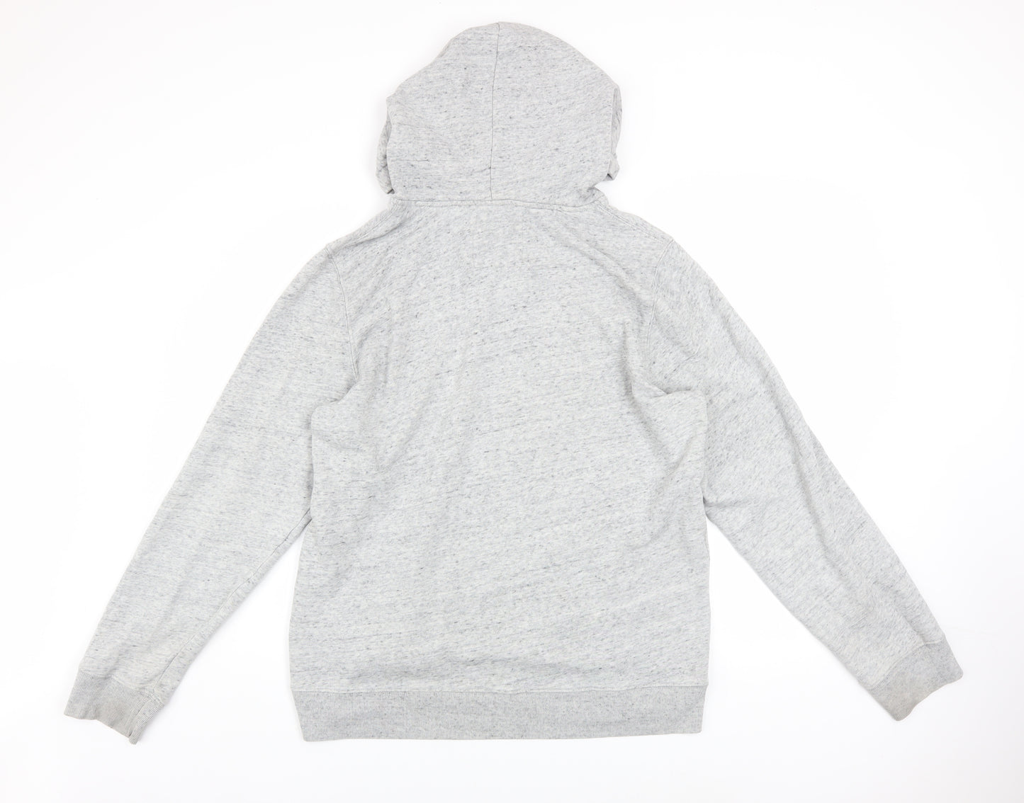 Hollister Men’s Grey Pullover Hoodie L Logo Print Classic Fleece
