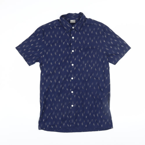 ASOS Mens Blue Short Sleeve Button-Up Cotton Shirt Size S
