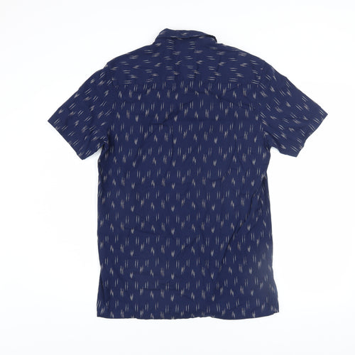 ASOS Mens Blue Short Sleeve Button-Up Cotton Shirt Size S
