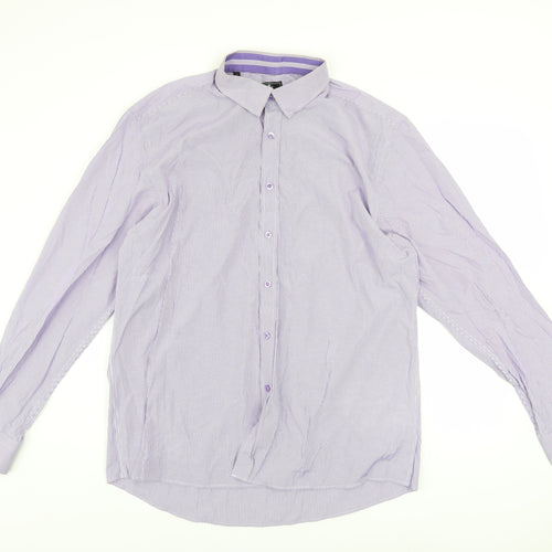 Daniel Rosso Men's Purple Striped Button-Up Shirt XL Classic Fit