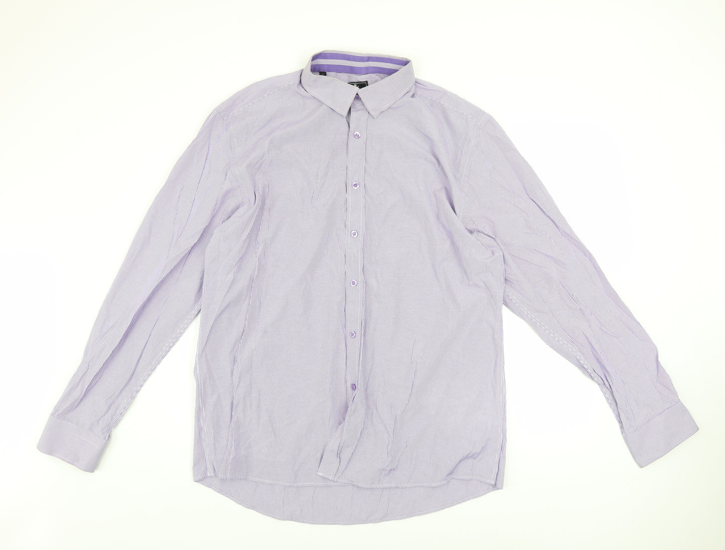Daniel Rosso Men's Purple Striped Button-Up Shirt XL Classic Fit