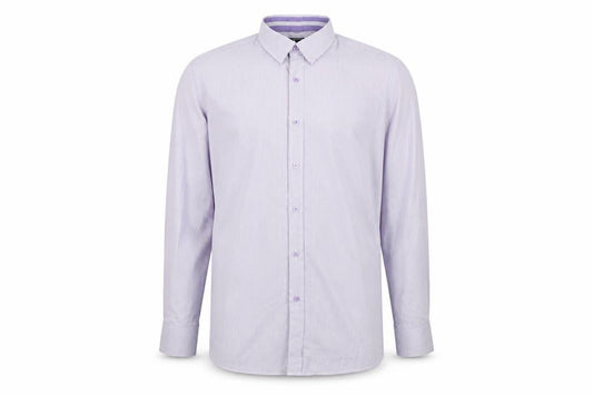 Front view of Daniel Rosso Men's Purple Striped Button-Up Shirt XL Classic Fit