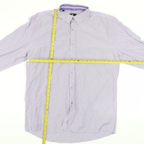 Daniel Rosso Men's Purple Striped Button-Up Shirt XL Classic Fit