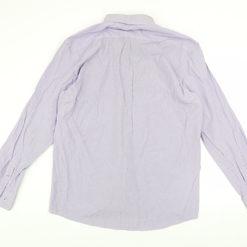 Daniel Rosso Men's Purple Striped Button-Up Shirt XL Classic Fit