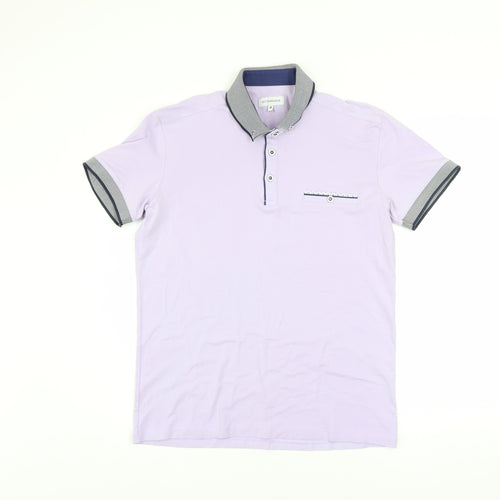 OTTOMODA Men's Purple Button Collar Cotton Polo Shirt M Regular Fit