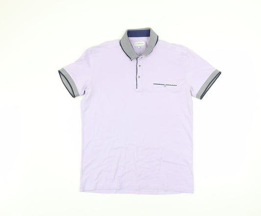OTTOMODA Men's Purple Button Collar Cotton Polo Shirt M Regular Fit