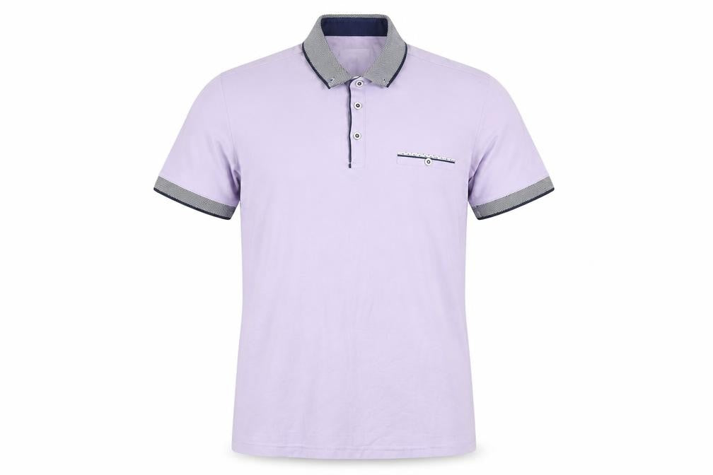 OTTOMODA Men's Purple Button Collar Cotton Polo Shirt M Regular Fit
