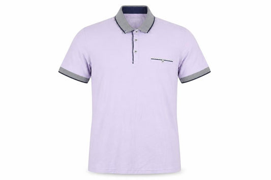 Front view of OTTOMODA Men's Purple Button Collar Cotton Polo Shirt M Regular Fit