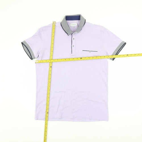 OTTOMODA Men's Purple Button Collar Cotton Polo Shirt M Regular Fit