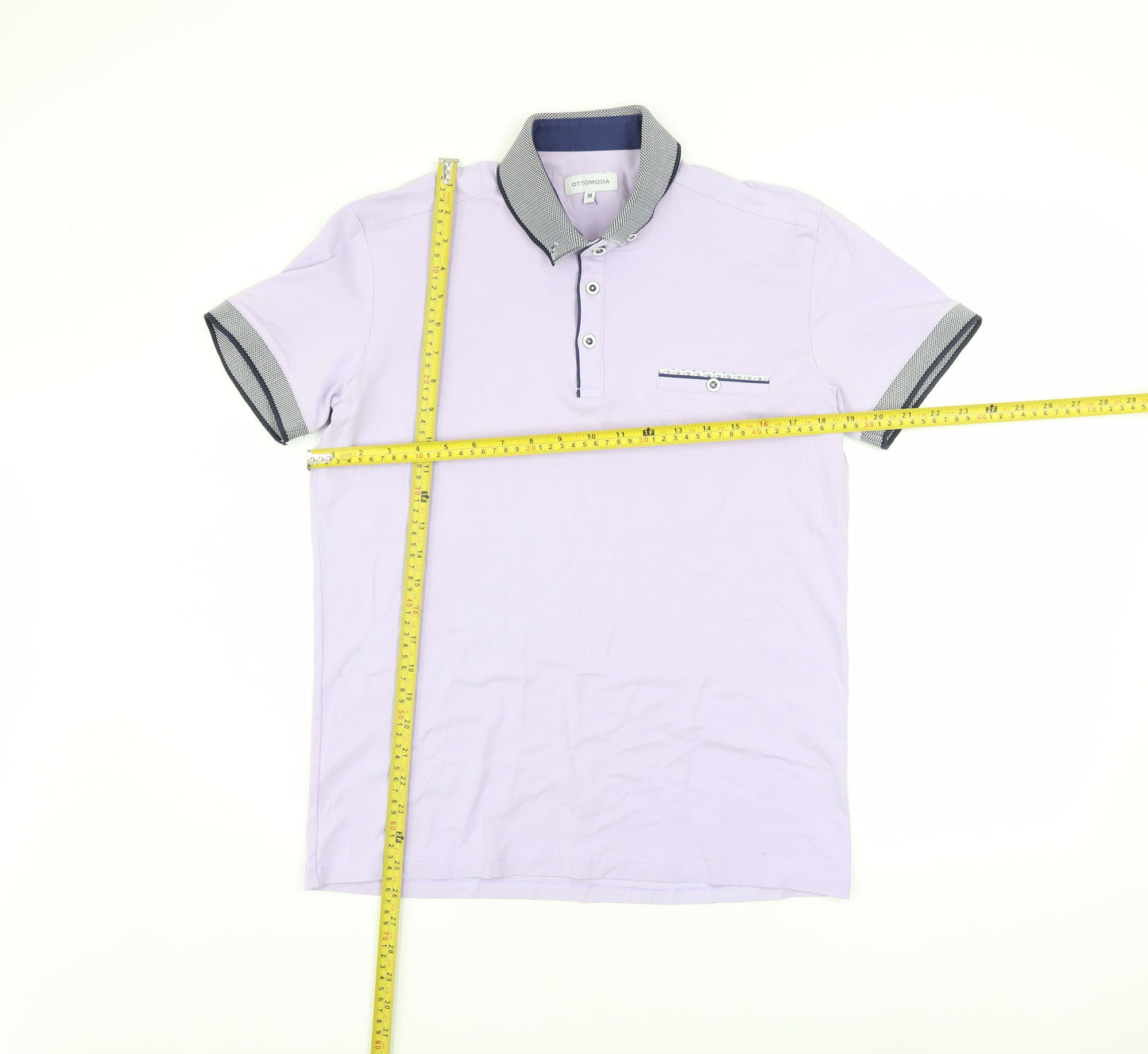 OTTOMODA Men's Purple Button Collar Cotton Polo Shirt M Regular Fit