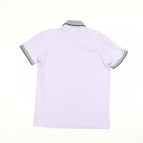 OTTOMODA Men's Purple Button Collar Cotton Polo Shirt M Regular Fit