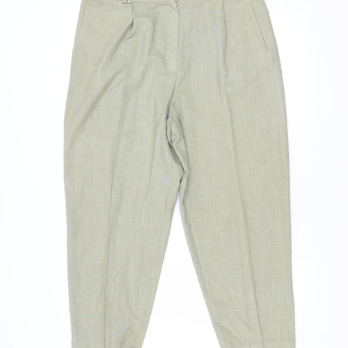 Berkertex Womens Green Size 18 Pleated Tapered Linen Blend Trousers
