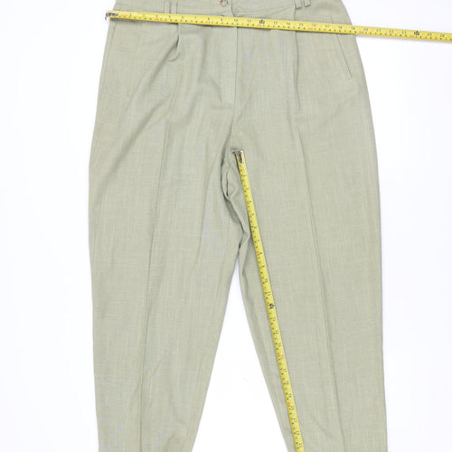 Berkertex Womens Green Size 18 Pleated Tapered Linen Blend Trousers