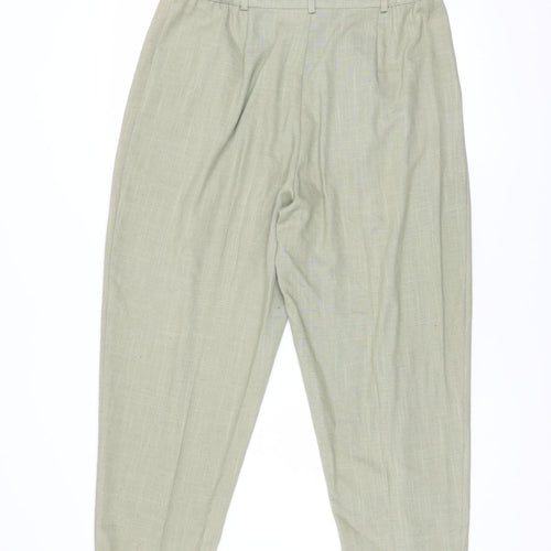 Berkertex Womens Green Size 18 Pleated Tapered Linen Blend Trousers